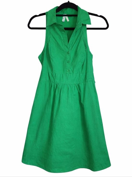 Maeve Dresses & Skirts - Anthropologie Maeve Green Cotton Shirt Dress Tie Waist Coastal Cottagecore Sz 4